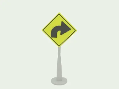 Road sign collection Low-poly 3D model