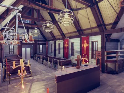 Church 4 in sims Low-poly 3D model