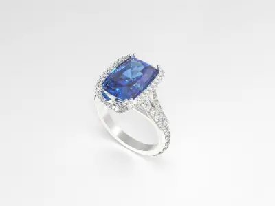 Emerald Ring 3D print model 2