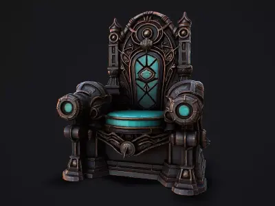 Fantasy Throne 3 game ready 3d model Low-poly 3D model