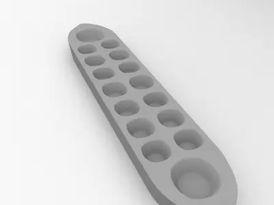 Congkak wooden tray with holes in it 3D model