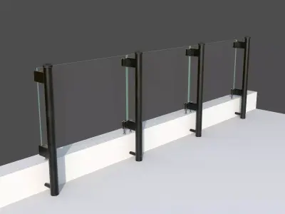 Glass railing 1 Low-poly 3D model