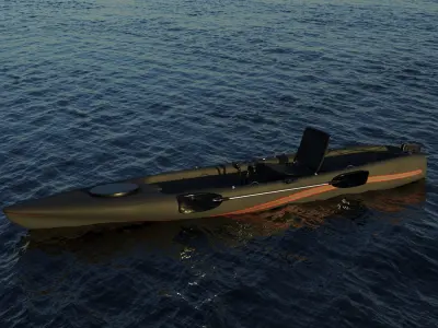 Kayak 3D model fishing boat Low-poly 3D model