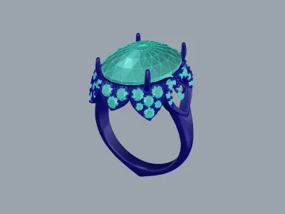 Luxury Radiant Halo Ring JDBCo 3D print model