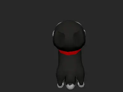 Serbian Husky Puppy Cartoon 3D Model with Textures Low-poly 3D model