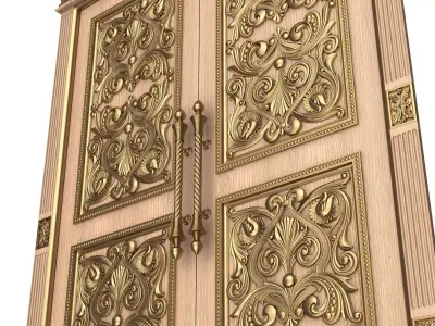 Carved Door Classic 01001 Wood Low-poly 3D model