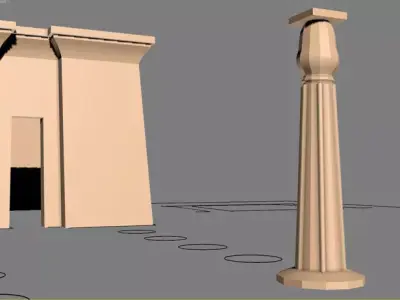 Ancient Egypt Lotus column - pillar Low-poly 3D model