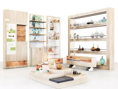 Mall -wooden set01 3D model