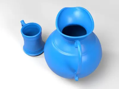 Medieval jug and glass 3D print model