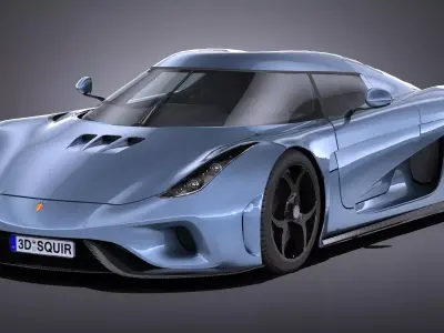LowPoly Koenigsegg Regera 2017 Low-poly 3D model