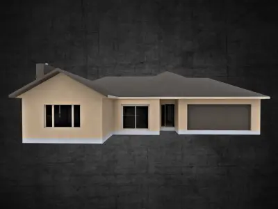 Modern residential 4 bedroom house contemporary house Low-poly 3D model