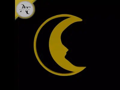 Simple Moon Symbol - 2D Art Free 3D print model order