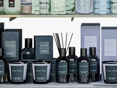 Large rack with makeup cosmetics in a beauty salon 3D model