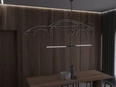 Metal wall art car silhouette Low-poly 3D model