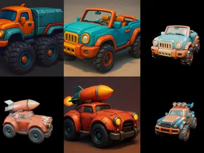 Stylized Car Advanced model bundle 22 pack 100 glb 3D model