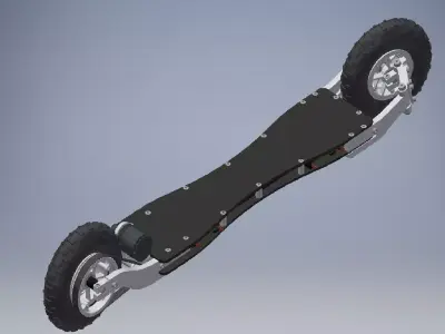 2 wheel electric inline board 3D model