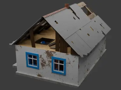 Old Village House Distroyed 3D model