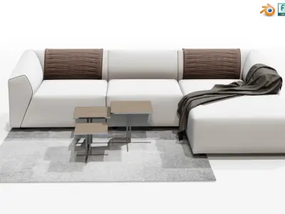 Beautiful Sofa Couch for interior design with tables 3D model