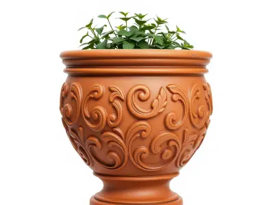 Decorative Terracotta Planter Model Pack Low-poly 3D model