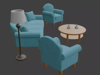 Cartoon style sofa set 3D model order