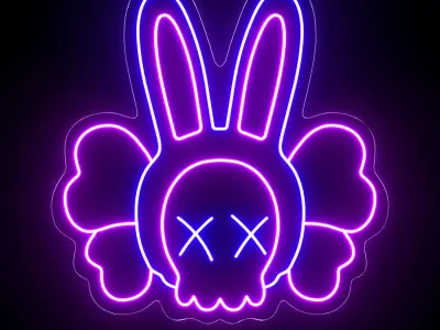 KAWS Hare Neon Sign 3D model