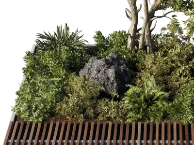 Concrete  Plants - set outdoor plants 199 3D model