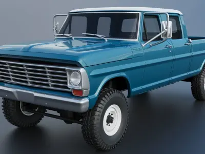 Pickup Truck F250 Crew Cab 1969 3D print model