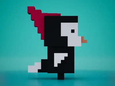 Voxel - Woodpecker Low-poly 3D model