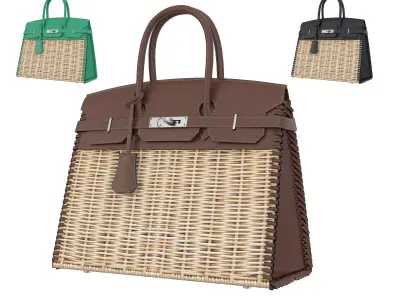 Hermes Picnic Sellier Birkin Bag Low-poly 3D model