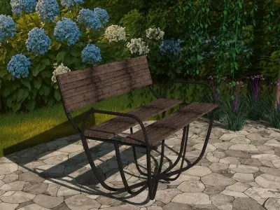 Curved Garden Bench  Free low-poly 3D model
