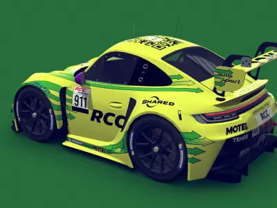 Cartoon GT3 Car Darsche 91 R Low-poly 3D model