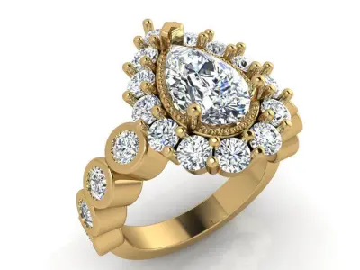 Pear Halo Ring 3646 3D print model