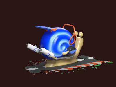 Cartoon Snail Mollusk toon car 3D model