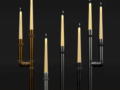 Candlestick set 5 four candlesticks - four candlesticks 3D model