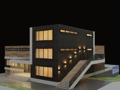 Villa with aquarium pool  3D model