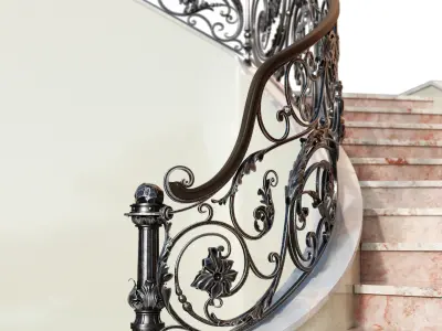 stair railing forging floral turn 3D model