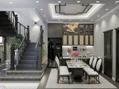 Indochina kitchen-living room 3D print model