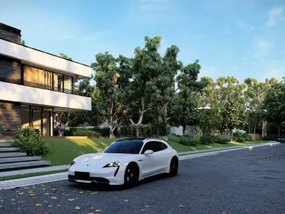 Porsche Taycan Turbo S 2022 Hight Resolution 3d model Model Low-poly 3D model