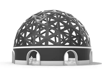 Geodesic Dome Pavilion with Openings Stand Alone Structure V1 3D model