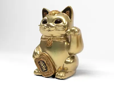 Chinese cat figure Low-poly 3D model