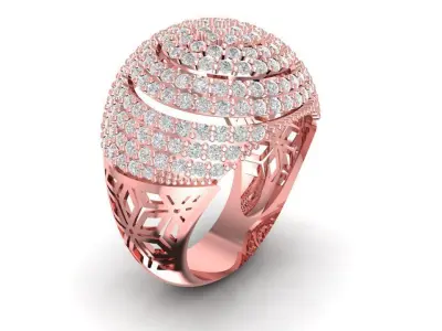 Luxury Dome Pave Diamond Cocktail Ring for Women 3D Model 1810 3D print model