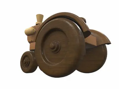 Wooden tractor toy 8 Free 3D model