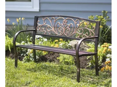 Blooming Iron Garden Bench Chair 3D model