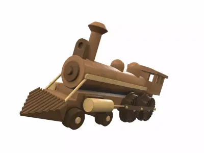 Wooden train locomotive toy 1 Free 3D model