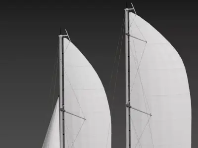 Luxury Ketch-Rigged Sailing Catamaran Twin Mast 3D model