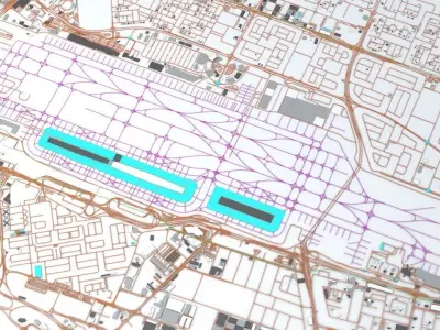 Dubai Airport DXB Airport Roads Buildings and Public Trans 3D model