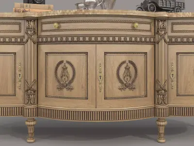 Classic European style Sideboard and Decoration 9 3D model
