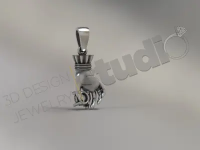 Luxury art design of hand pendant with gem 3d model 3D print model