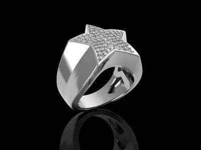 Star ring with diamonds 3D print model