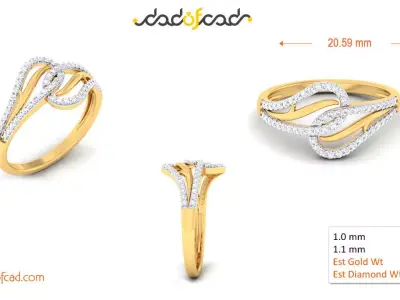 Ocean Wave Diamond Ring 3D print model